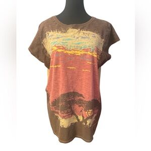 Good Karma Brown Graphic Women's Top XL GUC